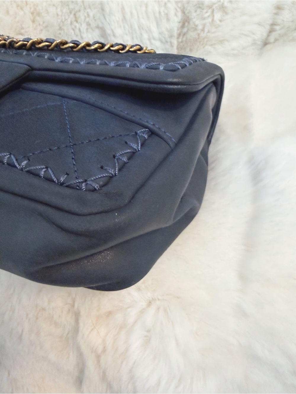 Chanel Navy Blue Quilted Whipstitch Single Flap Bag - Picture 8 of 13